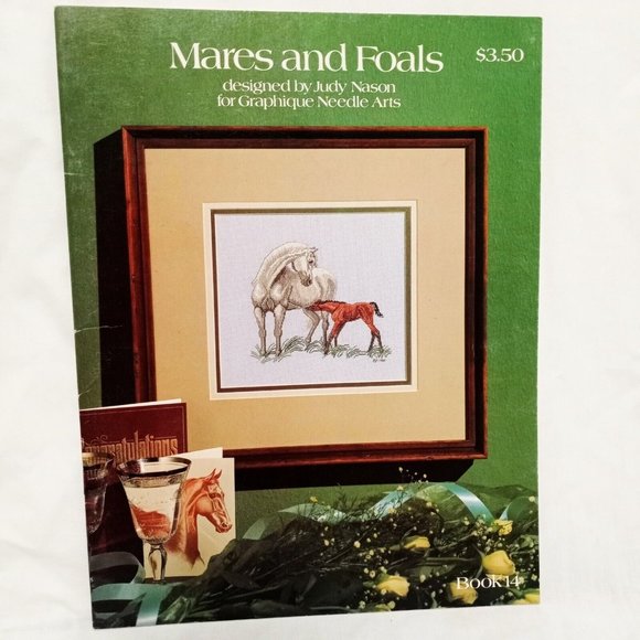 Mares and Foals Horses Cross Stitch Leaflet Judy Nason 1982 Graphique Needle Art - Picture 1 of 8